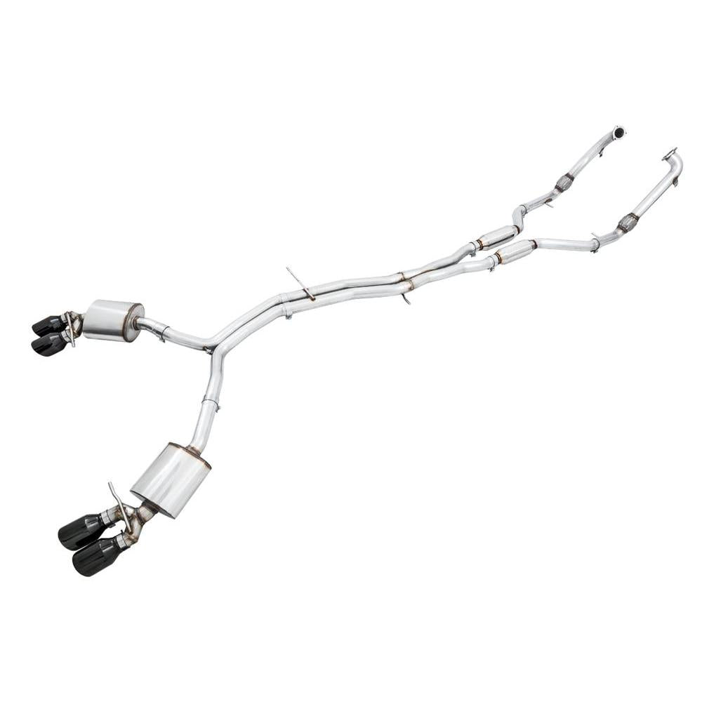 AWE Audi B9 S4 Touring Edition Exhaust - Non-Resonated (Black 102mm Tips)